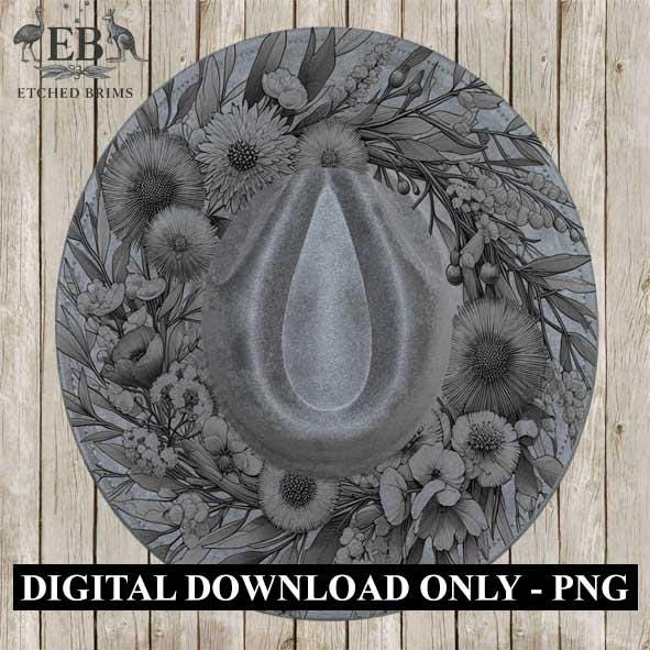 Australian Native Bush Flowers 4 Hat File, Hat Engraving Design, Hat Burning Template, Hat Laser Engraving File, Boho Floral Hat File EB264