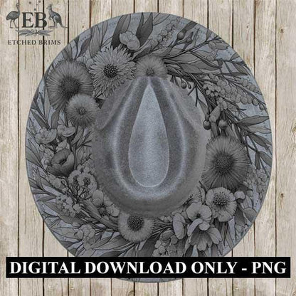 Australian Native Bush Flowers 4 Hat File, Hat Engraving Design, Hat Burning Template, Hat Laser Engraving File, Boho Floral Hat File EB264