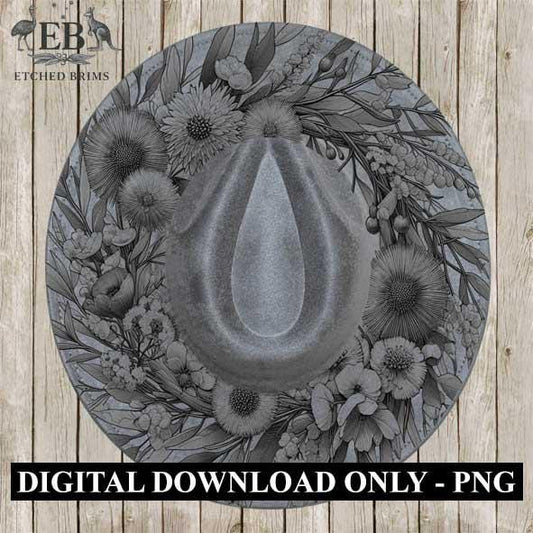 Australian Native Bush Flowers 4 Hat File, Hat Engraving Design, Hat Burning Template, Hat Laser Engraving File, Boho Floral Hat File EB264