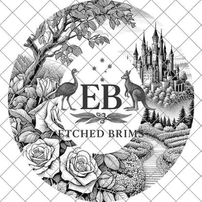 Castle Flowers 3 Hat File, Laser Hat Burning Design, Digital Download PNG, Hat Burning Template, Hat Laser Engraving Design, Hat File EB176