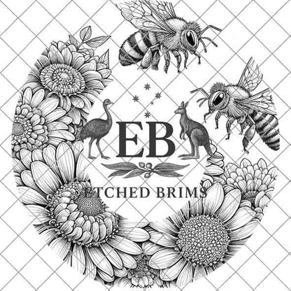 Flowers & Bees 1 Hat File, Laser Hat Burning Design, Digital Download PNG, Hat Burning Template, Hat Laser Engraving Design Hat File EB58