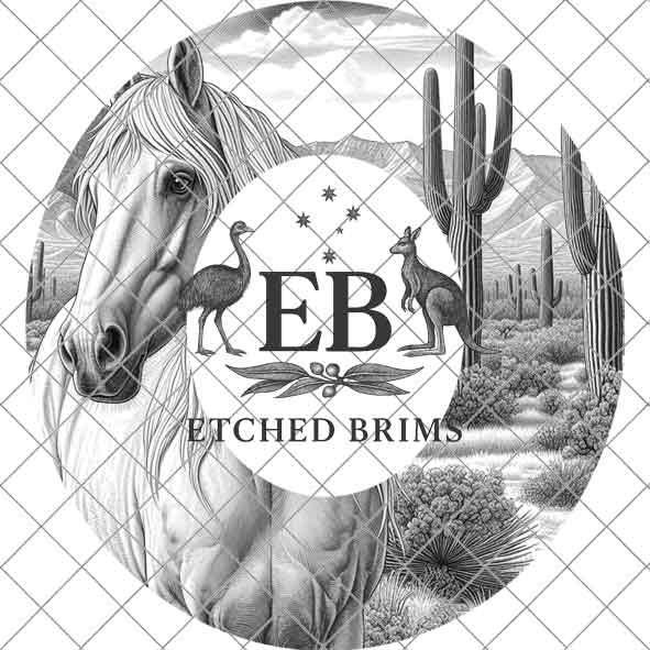 Hat Burning Design, Desert Horse 5, Digital Download PNG & PDF, Hat Burning Template, Hat Laser Engraving Design, Hat Burning Stencil, EB350