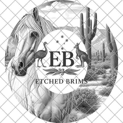 Hat Burning Design, Desert Horse 5, Digital Download PNG & PDF, Hat Burning Template, Hat Laser Engraving Design, Hat Burning Stencil, EB350
