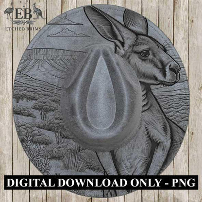 Kangaroo 2 Laser Hat Burning Design, Digital Download PNG, Hat Burning Template, Hat Laser Engraving Design, Wide Brim Hat Laser File, EB28