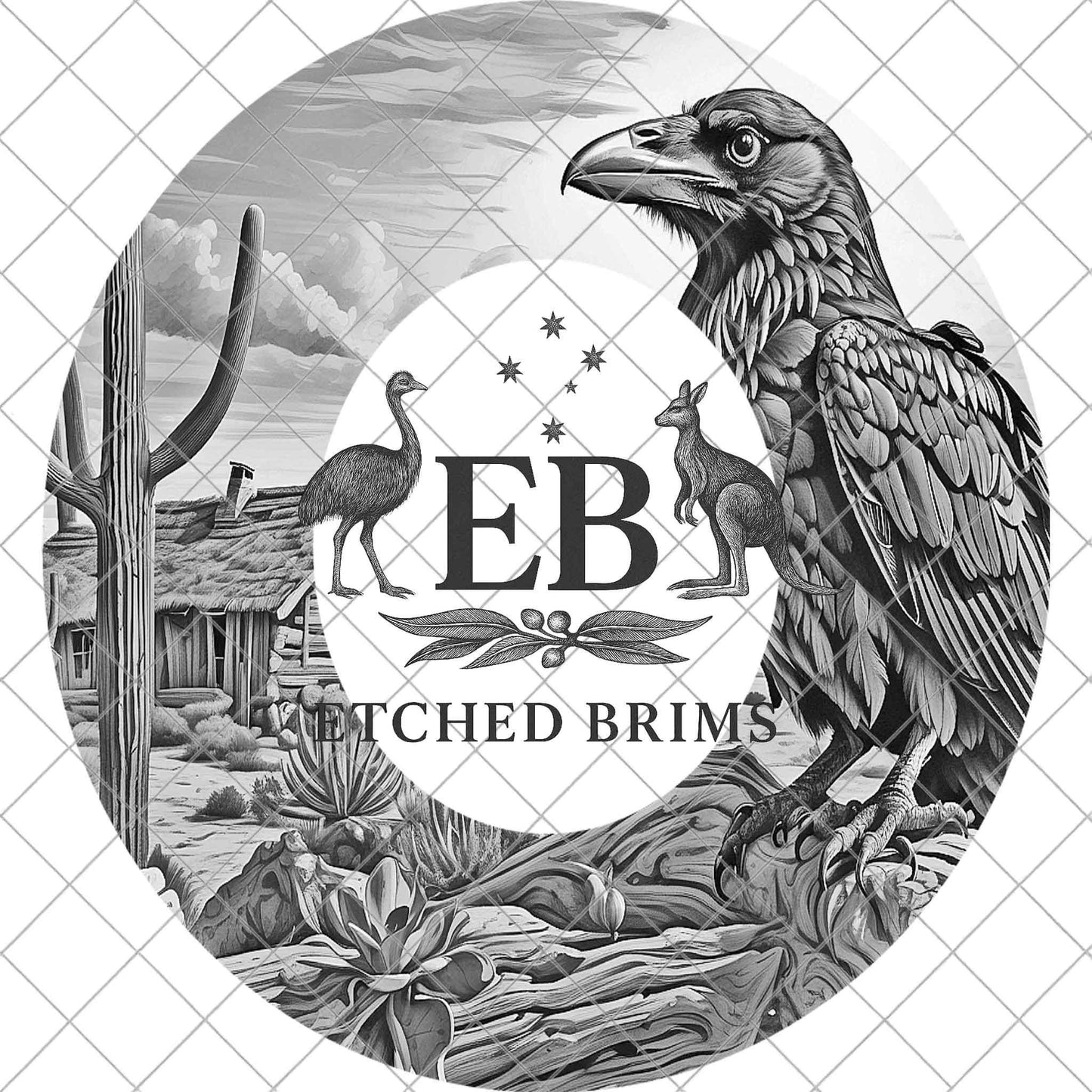 Raven Western Desert, Hat Burning Design, Wide Brim Hat Template, Pyrography Hat Design, Laser Hat Burning Design, EB848