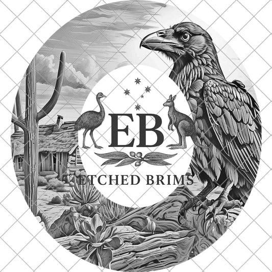 Raven Western Desert, Hat Burning Design, Wide Brim Hat Template, Pyrography Hat Design, Laser Hat Burning Design, EB848