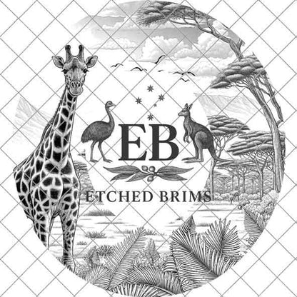 Giraffe Safari 2, Hat Burning Design, Digital Download PNG & PDF, Hat Burning Templates, Laser Engraving Design, Hat Burning Stencils, EB496
