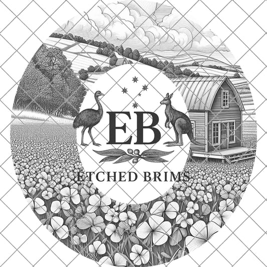 Tiny Barn Home and Clover, Hat Burning Design, Hand Burning Stencil, PDF & PNG, Hat Burning Template, Laser Engraving Design, EB728