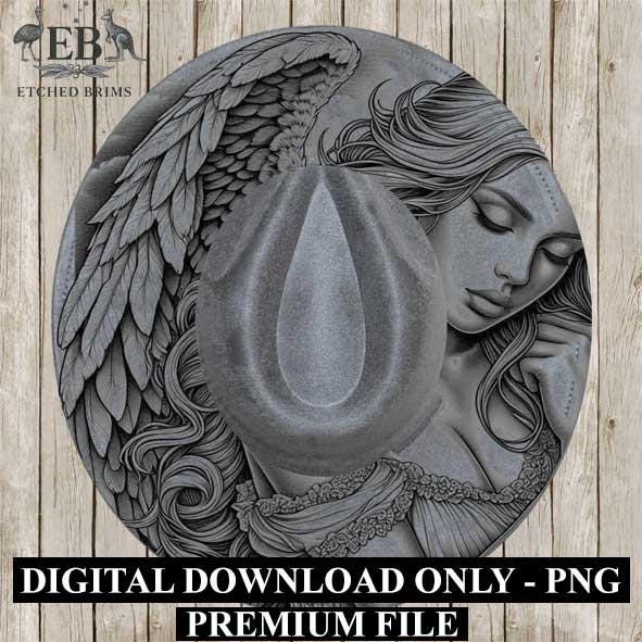 Angel 7, Wings, Laser Hat Burning Design, Digital Download PNG, Hat Burning Template, Hat Laser Engraving Design Wide Brim Hat File EB192