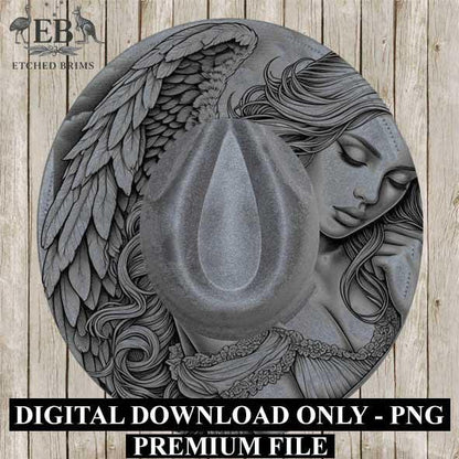 Angel 7, Wings, Laser Hat Burning Design, Digital Download PNG, Hat Burning Template, Hat Laser Engraving Design Wide Brim Hat File EB192