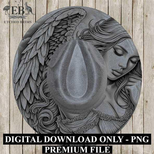 Angel 7, Wings, Laser Hat Burning Design, Digital Download PNG, Hat Burning Template, Hat Laser Engraving Design Wide Brim Hat File EB192