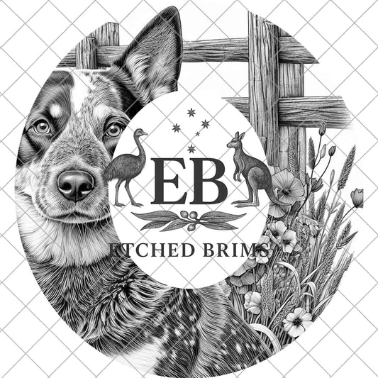 Blue Heeler Dog, Hat Burning Design, PNG for Laser Engraving, Farm Dog PNG, Wide Brim Fedora, EB1046