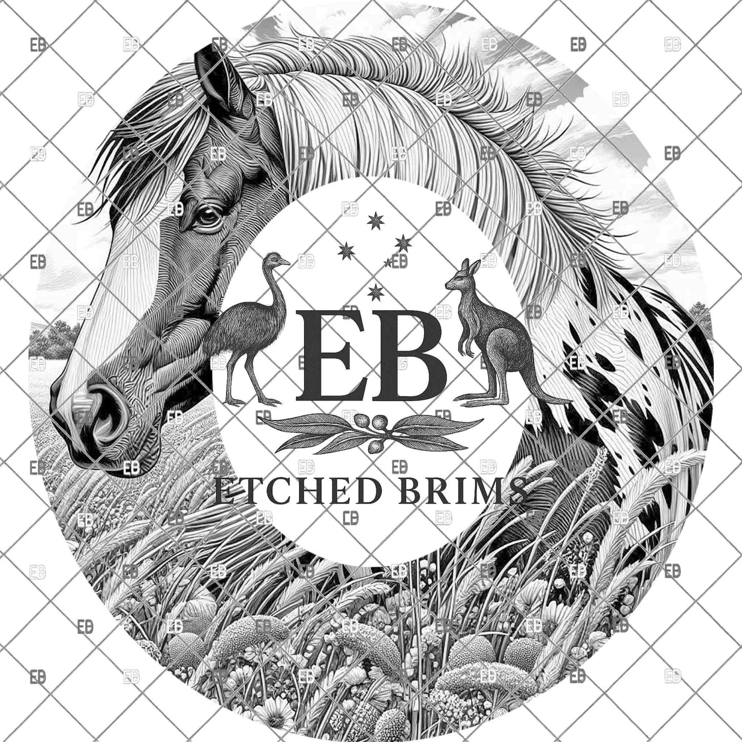 American Paint Horse, Hat Engraving Design, Digital Download PNG, Hat Burning Template, Laser File Wide Brim Hat, EB1133