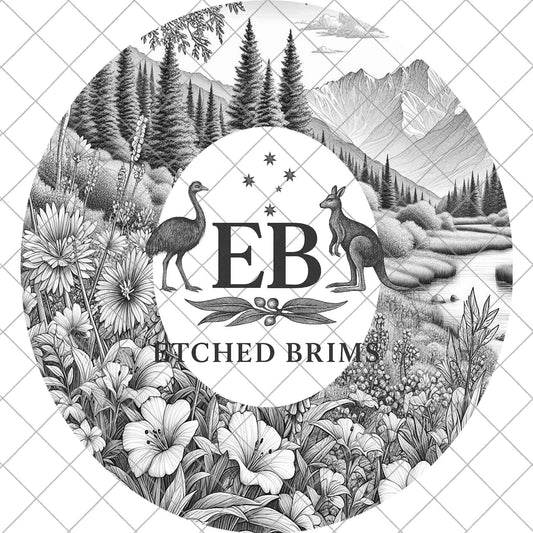 Forest Wildflower Hat Engraving File, Mountain Nature Laser Burning Template, Outdoor Design, Wide Brim, EB1060