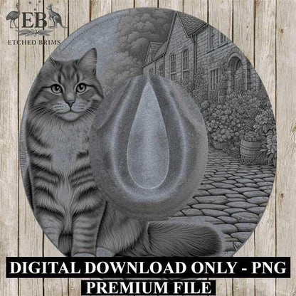 Cat Flowers 9, Laser Hat Burning Design, Digital Download PNG Hat Burning Template Hat Laser Engraving Design Wide Brim Hat Laser File EB90