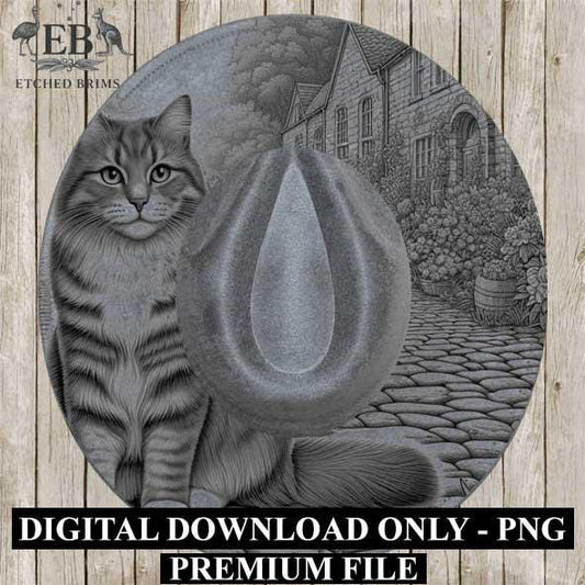 Cat Flowers 9, Laser Hat Burning Design, Digital Download PNG Hat Burning Template Hat Laser Engraving Design Wide Brim Hat Laser File EB90