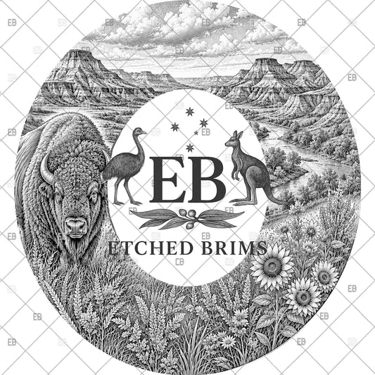 Badlands Buffalo Scene, Hat Burning Design, Digital Download, Hat Burning Templates, Laser Engraving Design, Hat Burning Stencils, EB1258