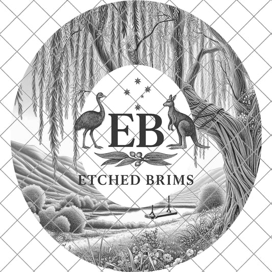 Weeping Willow Countryside, Hat Burning Design, Hand Burning Stencil, PDF & PNG, Hat Burning Template, Laser Engraving Design, EB733