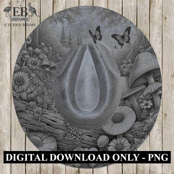 Fairy Garden 5, Laser Burning Design, Digital Download PNG, Hat Burning Template, Hat Laser Engraving Design, Wide Brim Hat Laser File EB165
