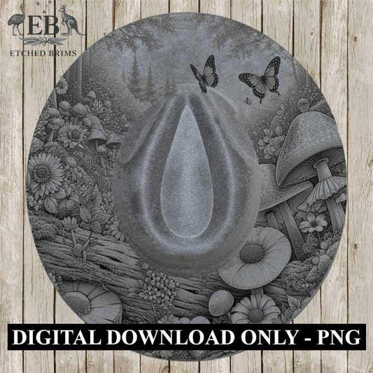 Fairy Garden 5, Laser Burning Design, Digital Download PNG, Hat Burning Template, Hat Laser Engraving Design, Wide Brim Hat Laser File EB165