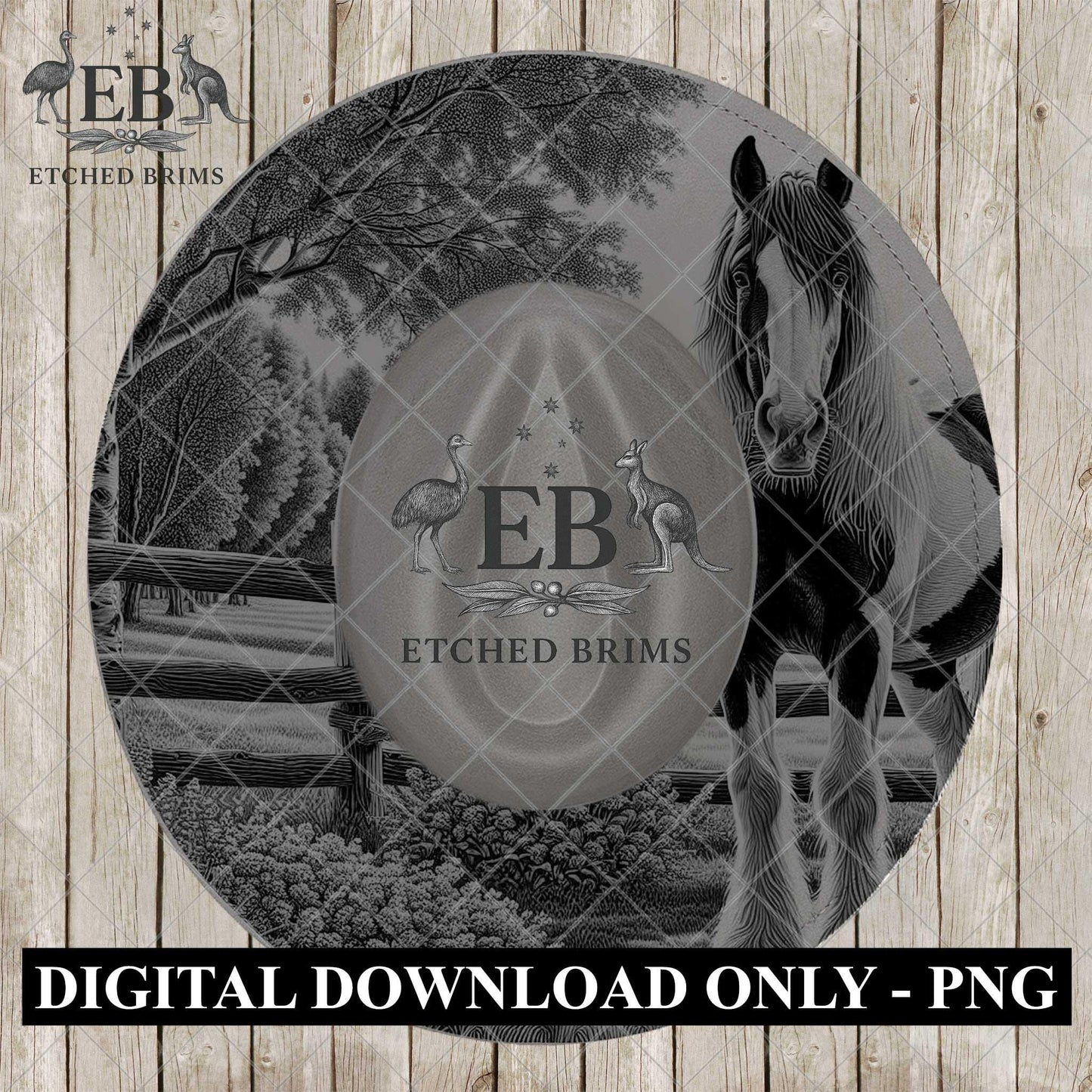 Pinto Horse, Hat Engraving Design, Western Hat Laser File, Barock Pinto Hat Burning Template, Wide Brim Hat Stencil, EB1204