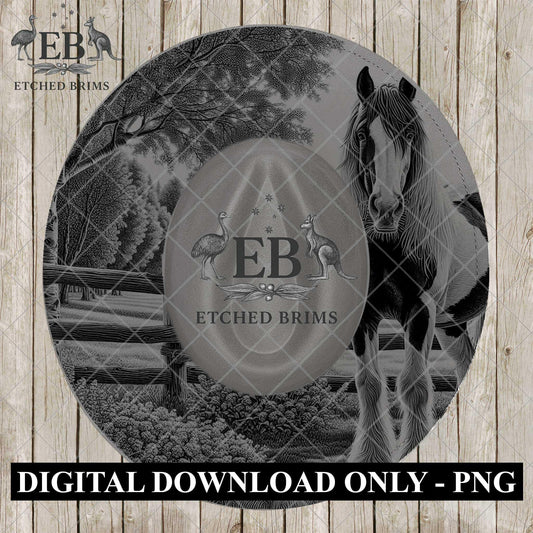 Pinto Horse, Hat Engraving Design, Western Hat Laser File, Barock Pinto Hat Burning Template, Wide Brim Hat Stencil, EB1204