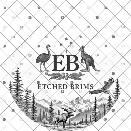 Moose and Eagle, Hat Burning Design, Mountain Scenery, Wide Brim Hat, Laser Engraving Design, EB1140