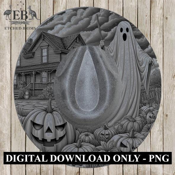 Halloween Hat Template, Ghost, Pumpkin, Haunted House, Spooky Season, PNG, Hat Burning Stencil, Hat Burning Design, Engraving Pattern, EB414