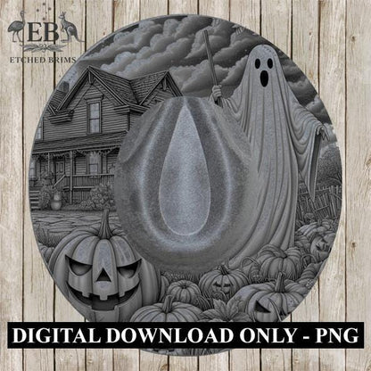 Halloween Hat Template, Ghost, Pumpkin, Haunted House, Spooky Season, PNG, Hat Burning Stencil, Hat Burning Design, Engraving Pattern, EB414