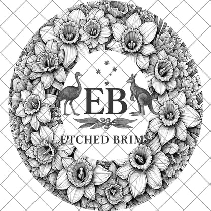 Daffodil Flowers 2, Hat Burning Design, Digital Download PDF & PDF Hand Burning, Wide Brim Hat, Printable Hat Stencil, EB614