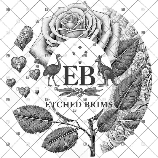 Valentine Rose, Hat Burning Design, Digital Download PNG, Hearts, Wide Brim Hat Laser Template, EB1127
