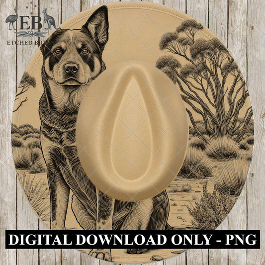 Blue Heeler Dog and Cow, Hat Burning Design, PNG for Laser Engraving, Working Dog PNG, Western Hat Design, Digital File for Burning, EB961