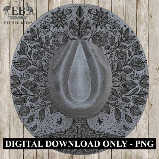 Tree of Life #2, Laser Hat Burning Design, Digital Download PNG, Hat Burning Template, Hat Laser Engraving Design, Wide Brim Hat File, EB48