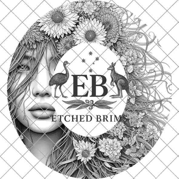 Girl & Flowers 19, Boho Woman Hat Engraving Template, Floral Hair PNG for Brim Burning, Western Hat Design, Digital File for Burners EB523