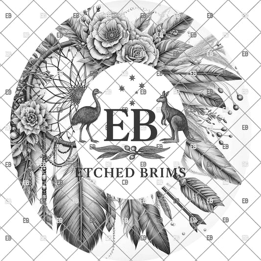 Dreamcatcher Feathers and Flowers, Hat Burning Design, Laser Engraving Template, digital download, EB1146