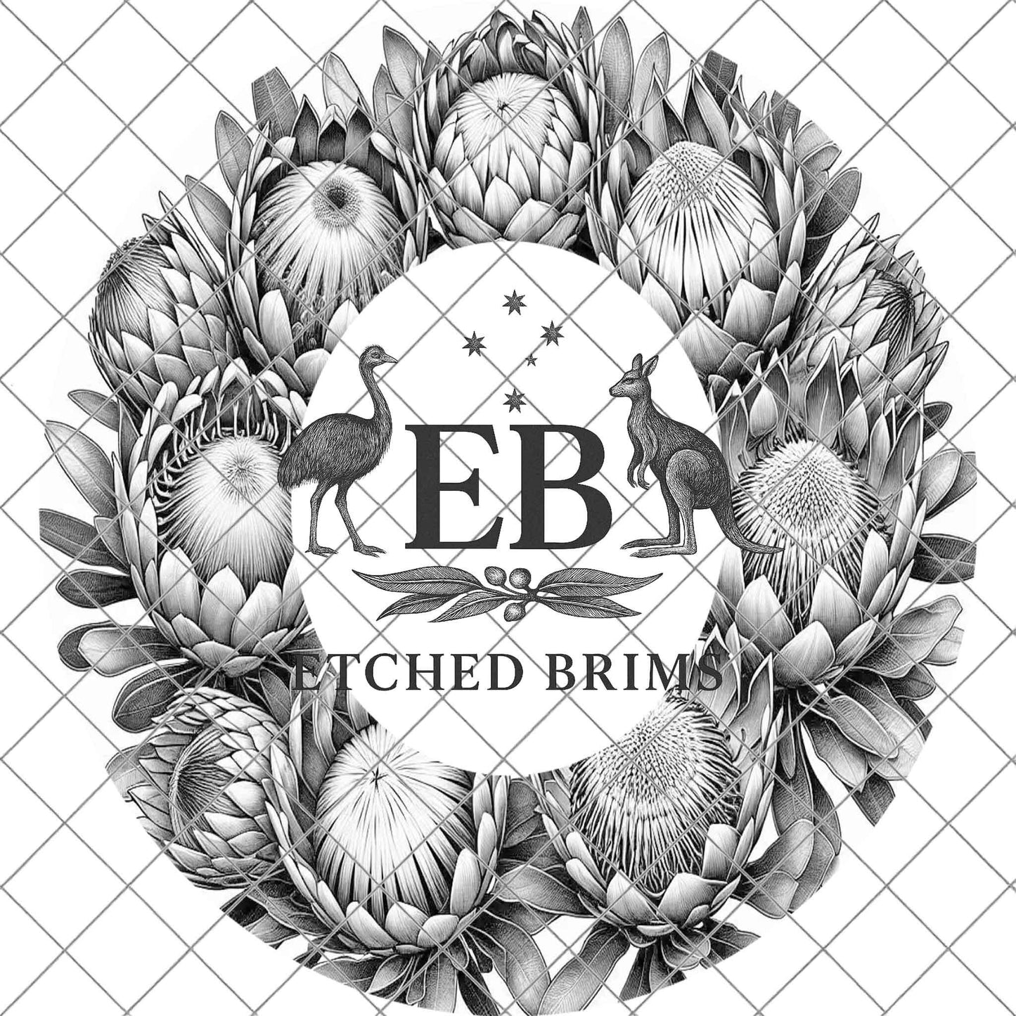 Australian Protea Flowers 3, Hat Burning Design, Hat Burning Template, Laser Engraving Design, Hat Stencil, EB826