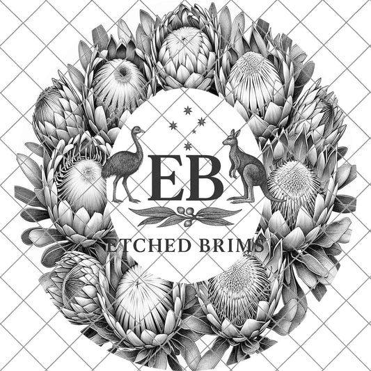 Australian Protea Flowers 3, Hat Burning Design, Hat Burning Template, Laser Engraving Design, Hat Stencil, EB826
