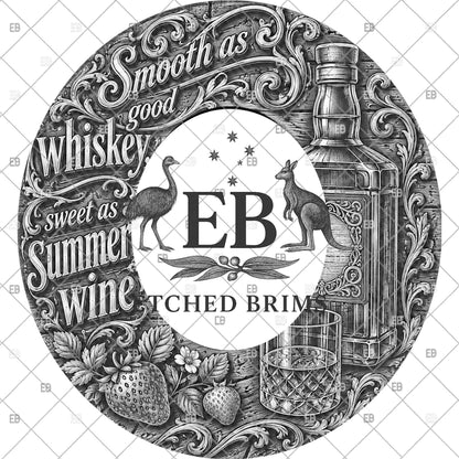 Smooth Whiskey Summer Wine, Hat Burning Template, Wide Brim Laser Hat Engraving Design, Printable Stencil, EB1373