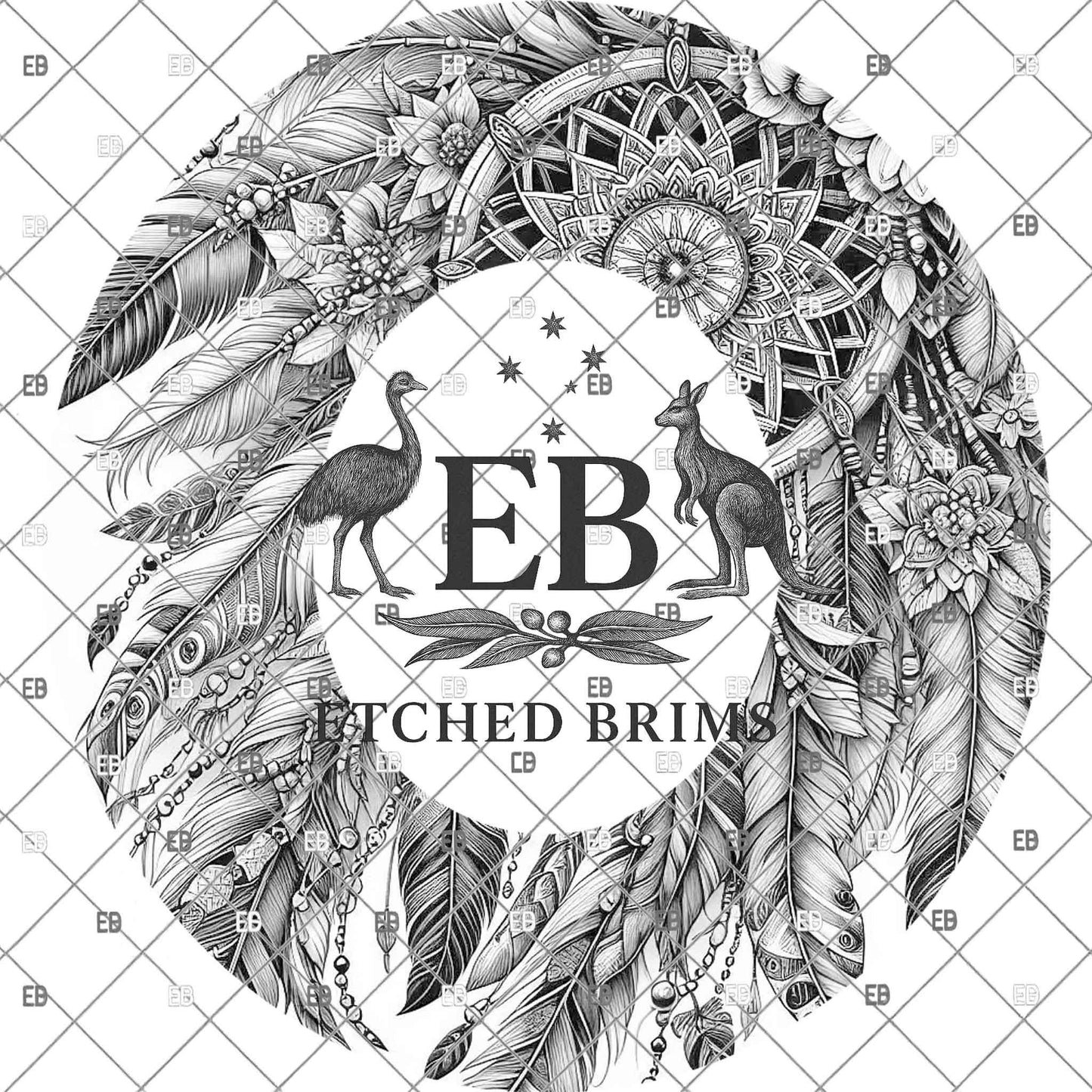 Dreamcatcher Feathers and Flowers, Hat Burning Design, Laser Engraving Template, digital download, EB1147