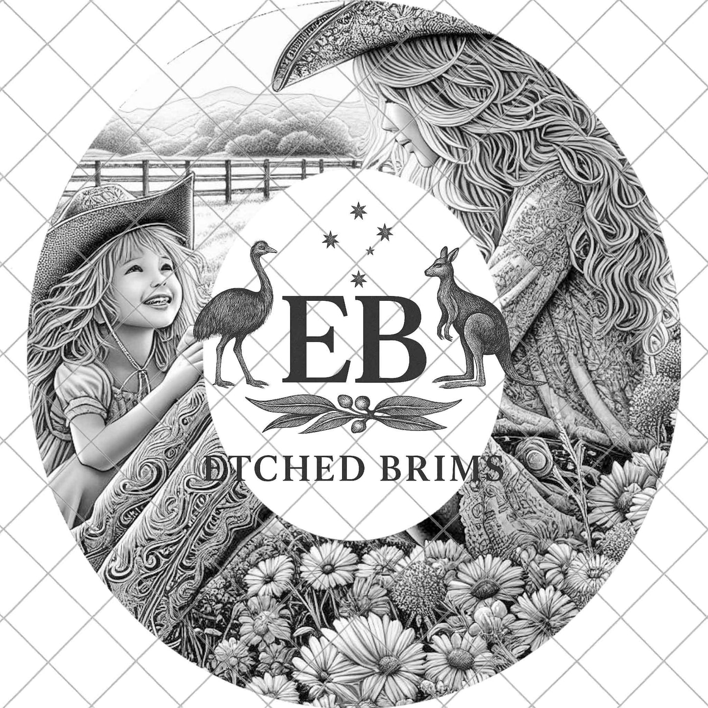 Cowgirl and Daughter 9, Laser Hat Burning Template, Mother & Child Design for Engraved Hats, EB927