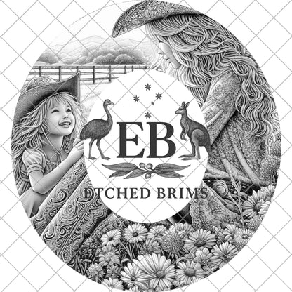 Cowgirl and Daughter 9, Laser Hat Burning Template, Mother & Child Design for Engraved Hats, EB927