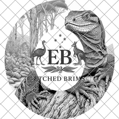 Goanna Brim Template, Hat Engraving Design, Australian Reptile Hat, Laser Burning File, PDF & PNG, EB1108