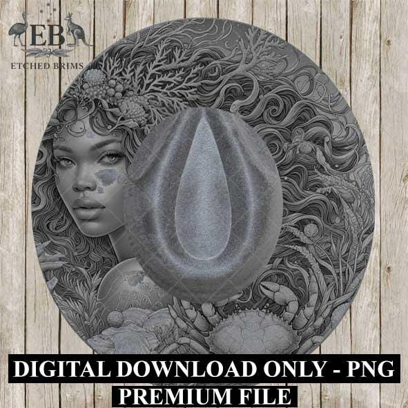 Cancer Zodiac Hat Design PNG, Laser Engraving File, Western Boho Digital Download, Hat Engraving Design, Western Hat File, EB545