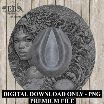 Cancer Zodiac Hat Design PNG, Laser Engraving File, Western Boho Digital Download, Hat Engraving Design, Western Hat File, EB545