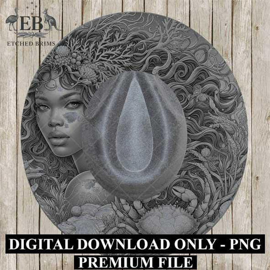 Cancer Zodiac Hat Design PNG, Laser Engraving File, Western Boho Digital Download, Hat Engraving Design, Western Hat File, EB545