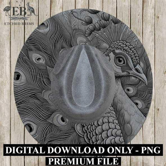 Peacock 5 Hat File, Hat Burning Design, Digital Download PNG, Hat Burning Template, Hat Laser Engraving Design, Bird Design, Hat File EB339