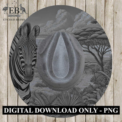 Zebra Safari 2, Hat Burning Design, Hand Burning Stencil included, PDF & PNG, Hat Burning Template, Laser Engraving Design, EB639