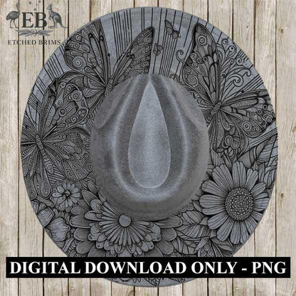 Butterflies 3 Hat File, Laser Hat Burning Design, Digital Download PNG, Hat Burning Template, Hat Laser Engraving Design, Hat File EB43