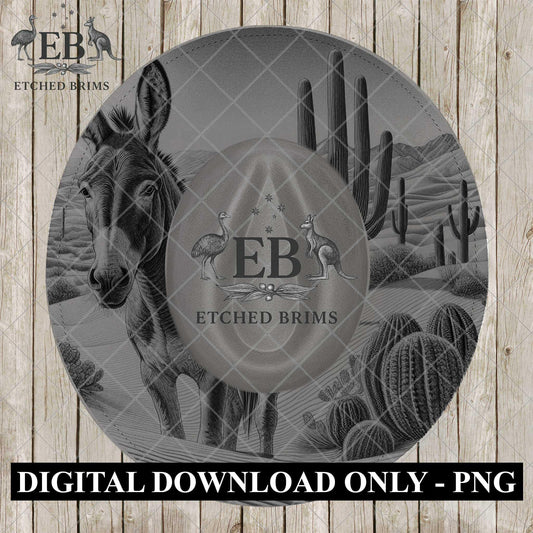 Desert Mule Hat Engraving Template | Western Cowboy Hat Laser File | Wide Brim Mule Pattern, EB1195
