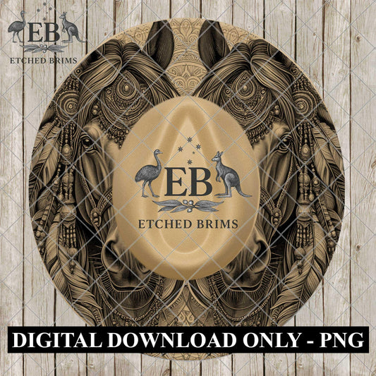 Indian Horses, Hat Burning Designs, Digital Download PNG, Native American Laser Engraving Design, Wide Brim Hat File EB1170